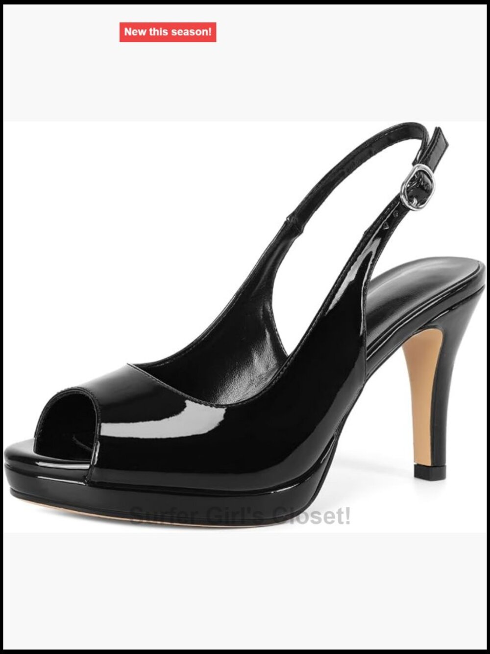 Faux Leather Peep Toe Platform Slingback Heels 3.5 Inch Dress Shoes